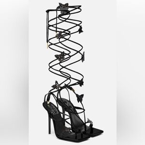 Versace X Dua Lipa butterfly lace up heels